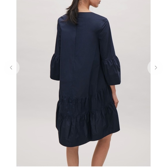 COS A-Line Dress With Gathered Seams / Size 8 / Navy - Picture 3 of 9